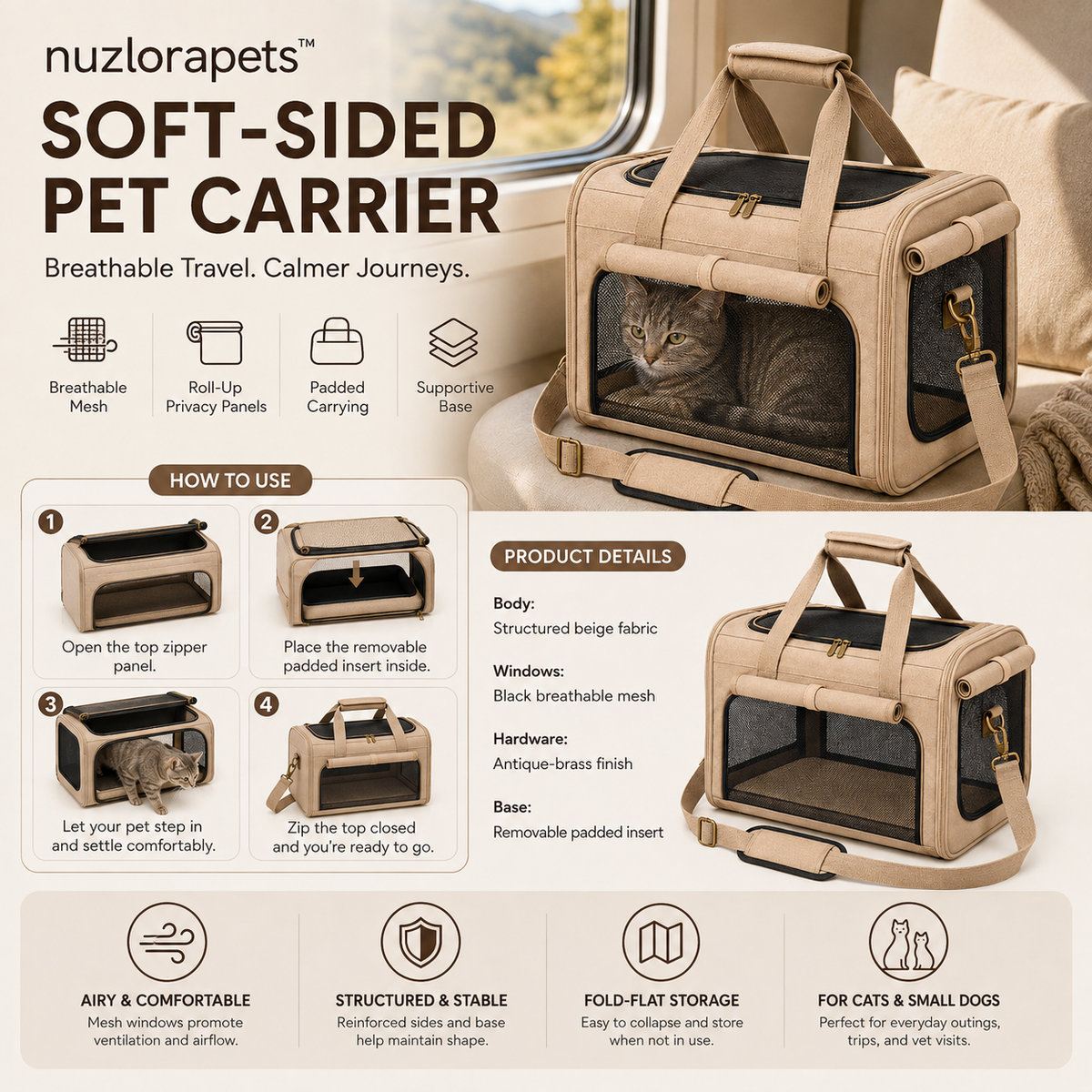 Nuzlorapets™ FoldNest Soft-Sided Pet Carrier