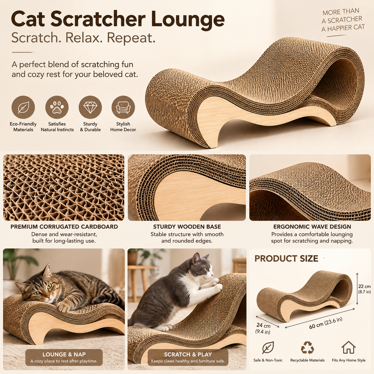 Nuzlorapets™ WillowCurve Cat Scratcher Lounge
