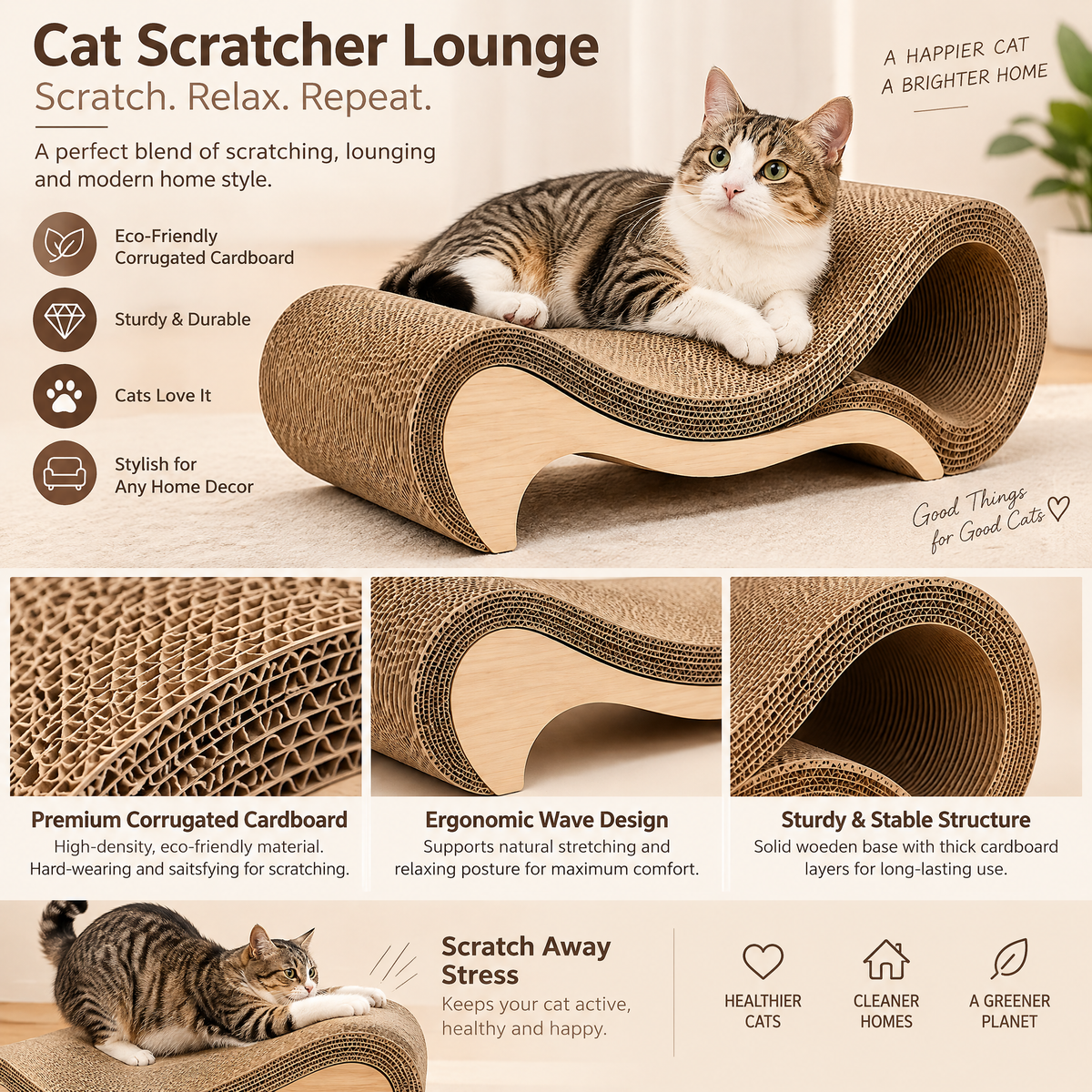 Nuzlorapets™ WillowCurve Cat Scratcher Lounge
