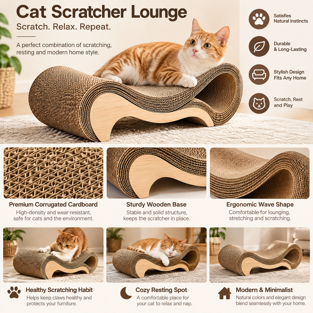 Nuzlorapets™ WillowCurve Cat Scratcher Lounge