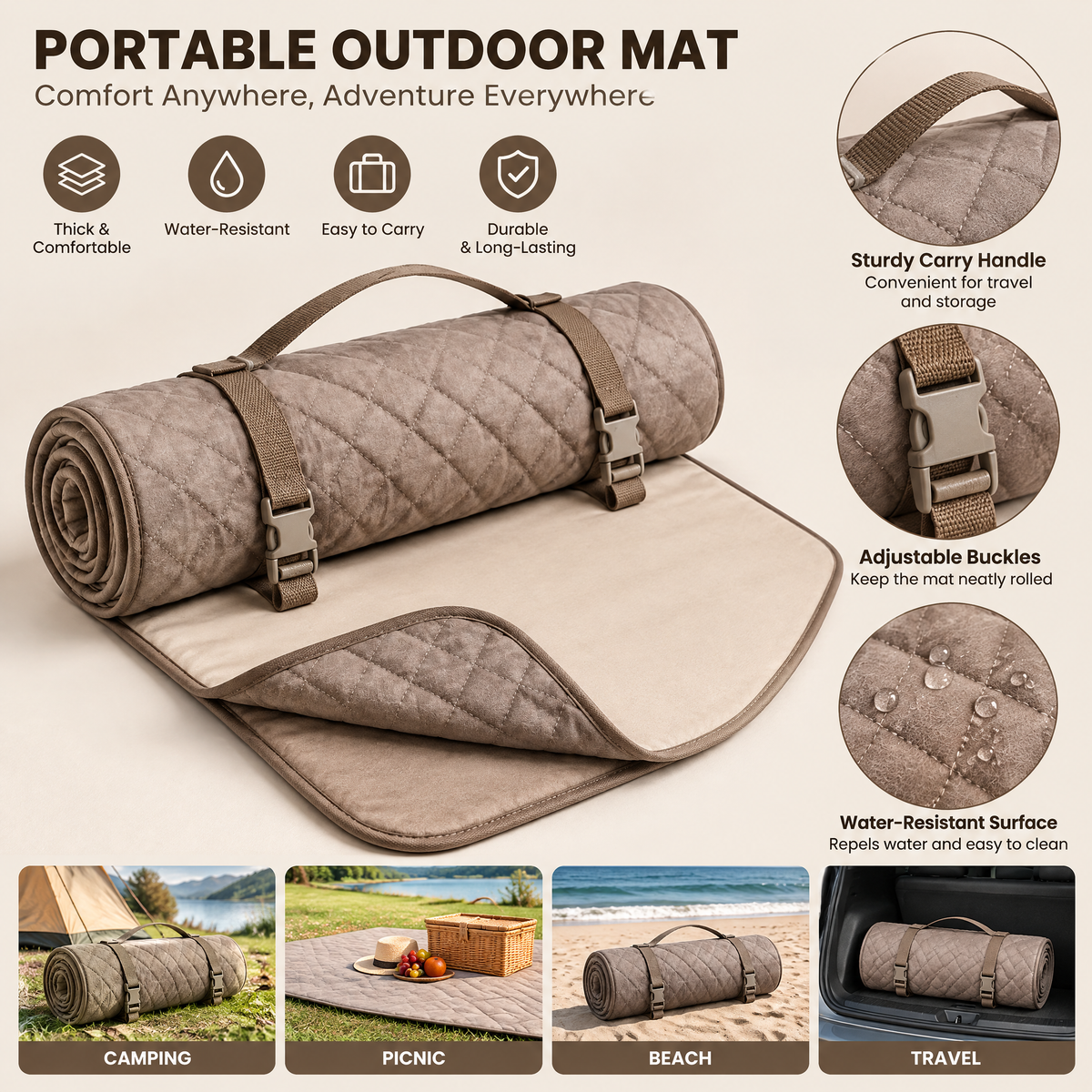 Nuzlorapets™ CocoonTrail Reversible Pet Travel Mat