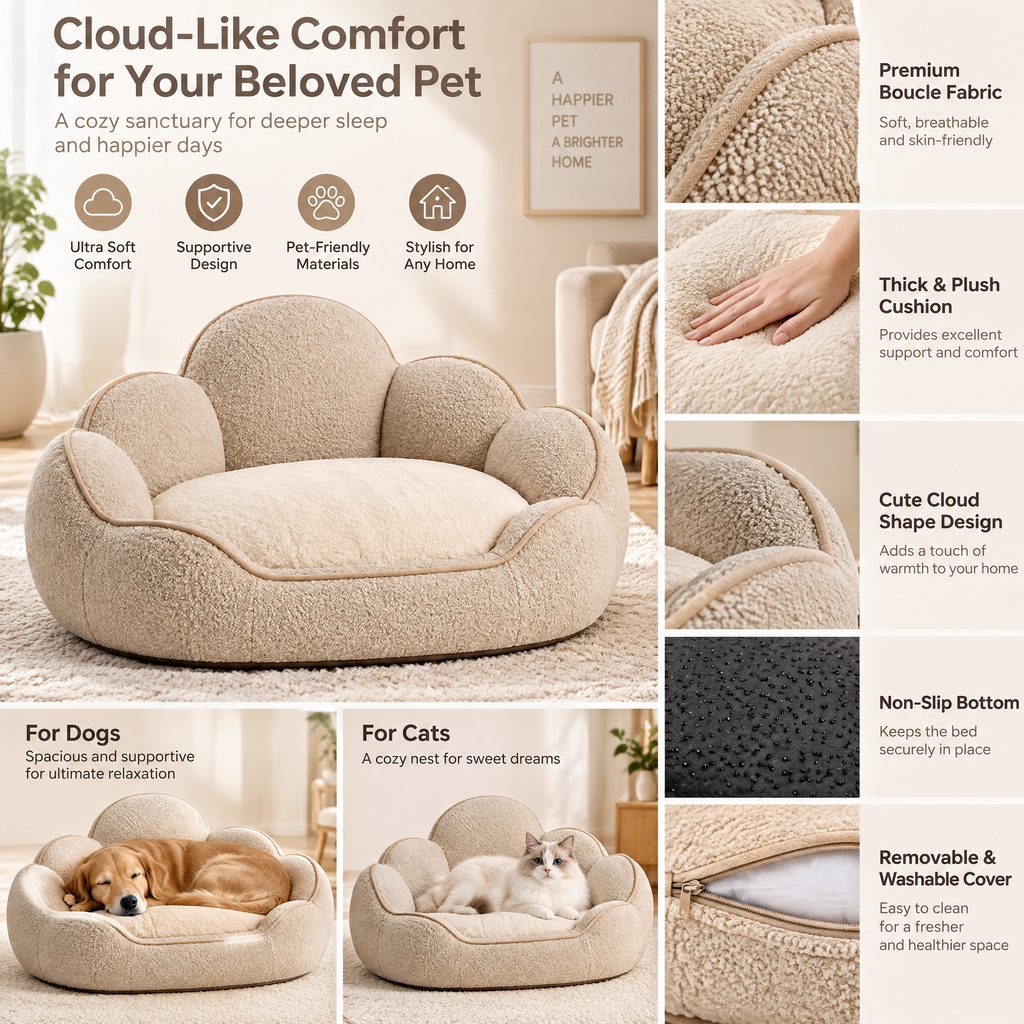 Nuzlorapets™ CloudHaven Sculpted Pet Bed