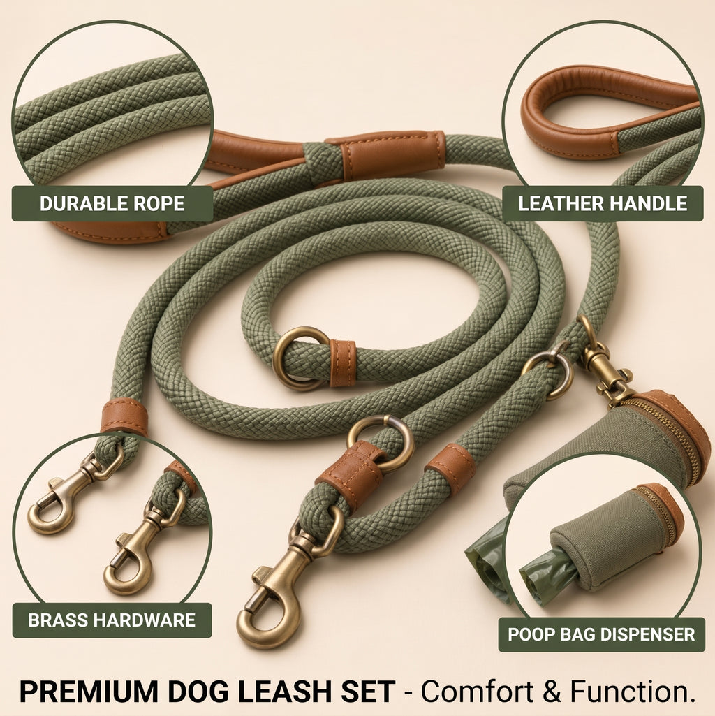 Nuzlorapets™ TerraWeave Adjustable Rope Leash Set