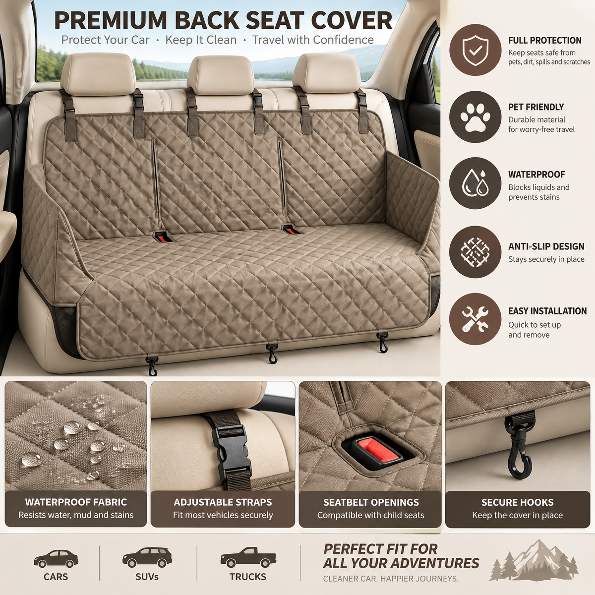 Nuzlorapets™ NestGuard Quilted Car Seat Cover